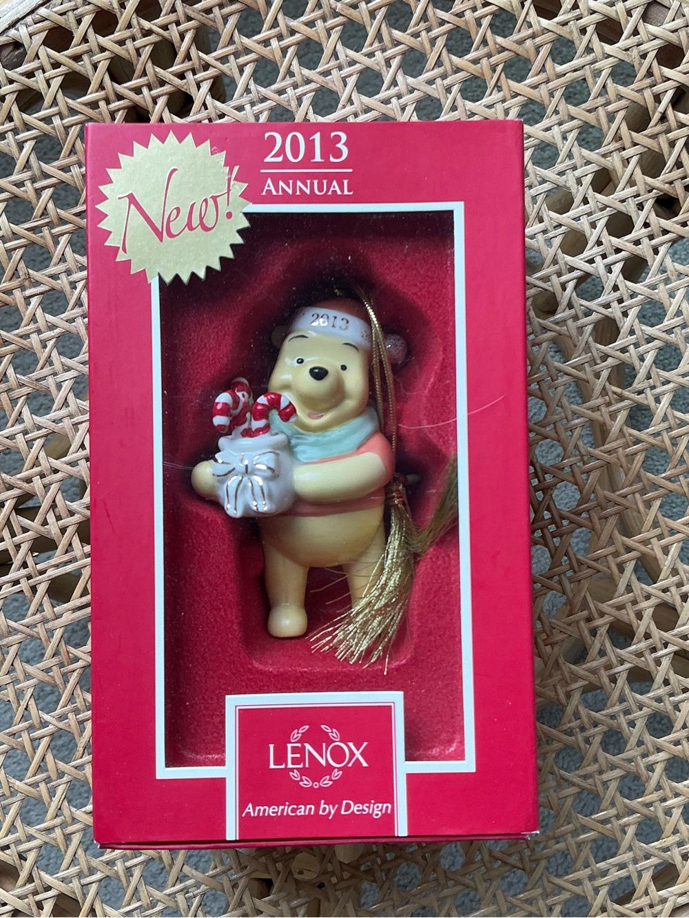 Lenox Red Holiday Ornament Box with Gold Accents